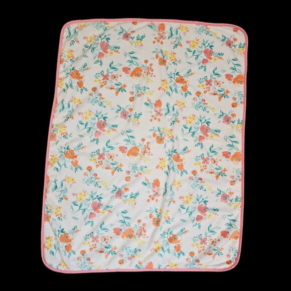 Carters Girls Floral Baby Blanket White‎ Pink Sherpa Back 30 X 39 - Picture 3 of 7